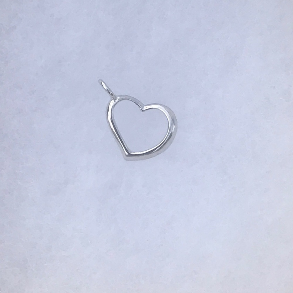 Solid Sterling Silver Floating Heart Pendant New - image 2